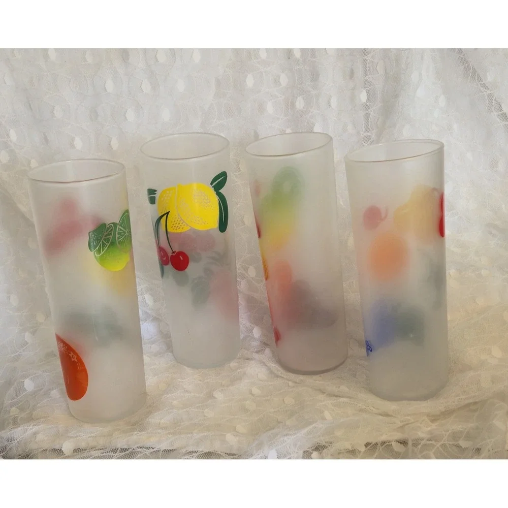 Vintage Federal Highball Glasses 4 Tom Collins Zombie Fruit MCM TIKI Tropical
